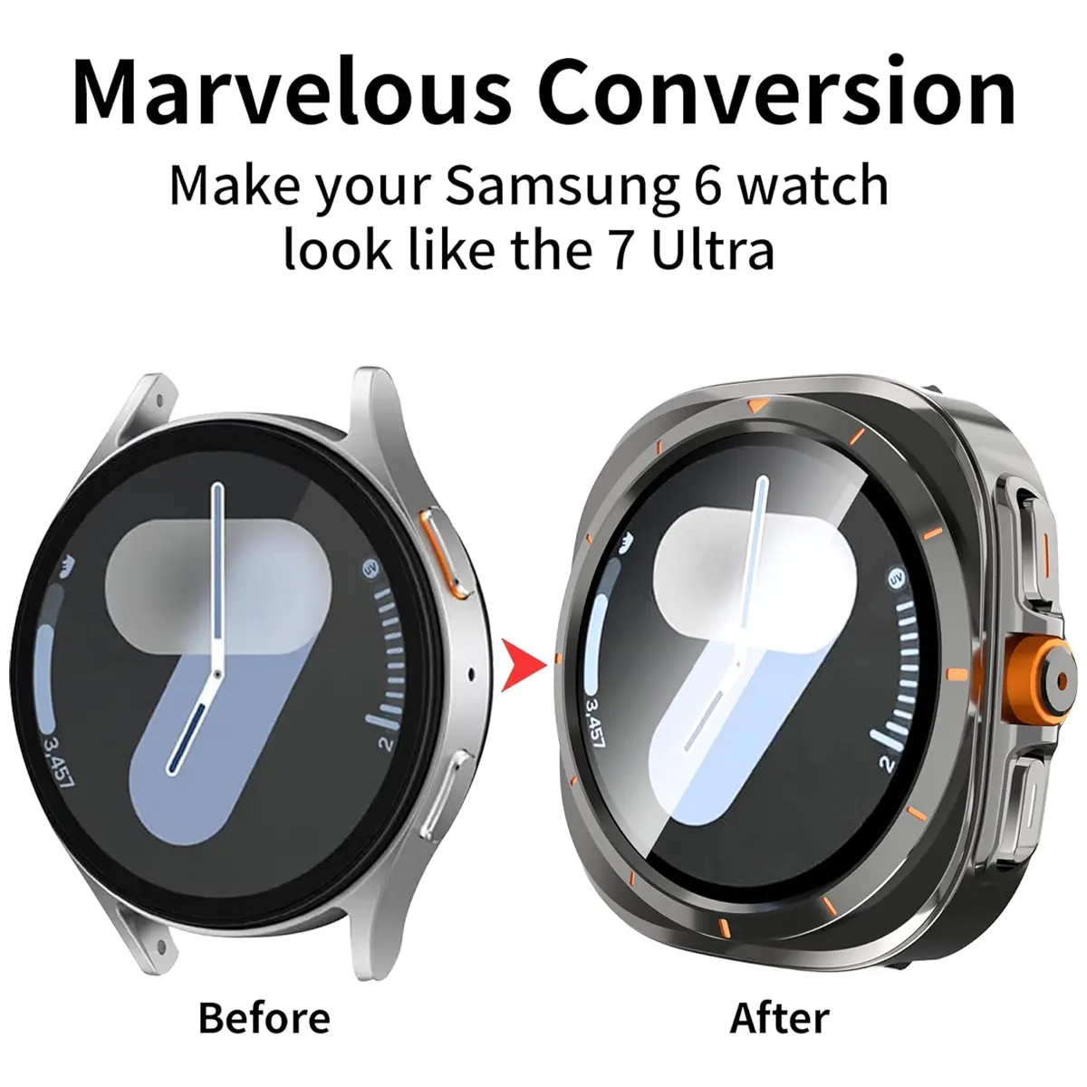 Nylon Band for Samsung Galaxy Watch 7 6 40mm 44mm Change To Ultra Case + Screen Protector Glass for Galaxy Watch 7 40mm 44mm