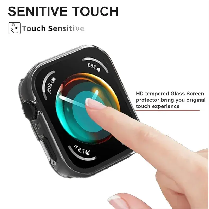 Tempered Glass Watch Cases For Huawei Watch Fit 3 All-Around Screen Protector Hard PC Bumper Watch Case For Huawei Watch Fit3