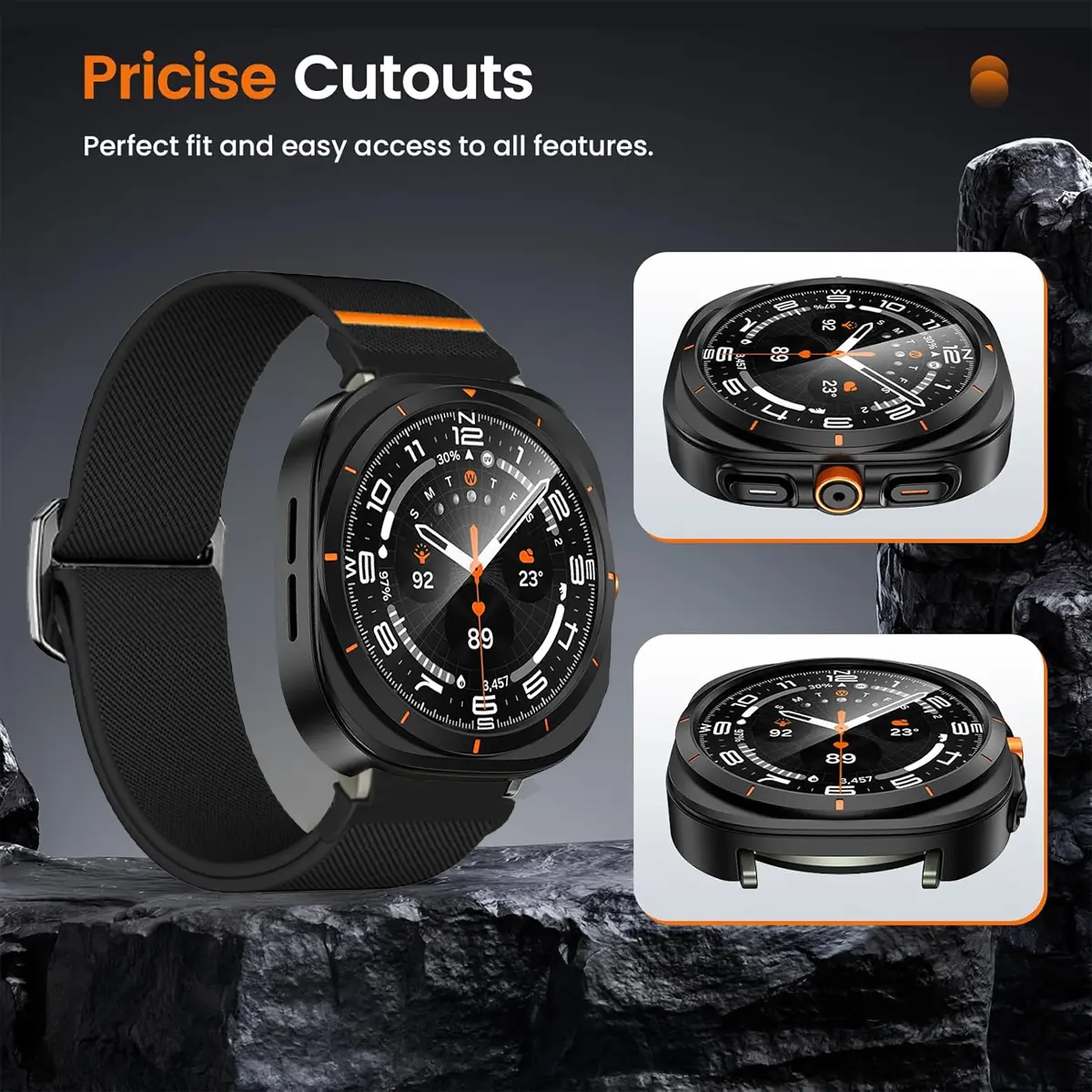 Nylon Band for Samsung Galaxy Watch 7 6 40mm 44mm Change To Ultra Case + Screen Protector Glass for Galaxy Watch 7 40mm 44mm