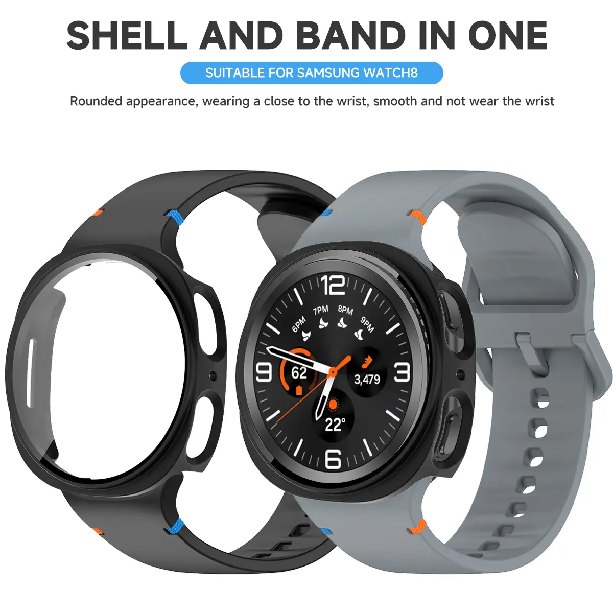 Silicone Strap for Samsung Galaxy Watch 8 40 44mm Band With Case Screen Protector Bumper cover for Samrt Strap Wrist Accessories