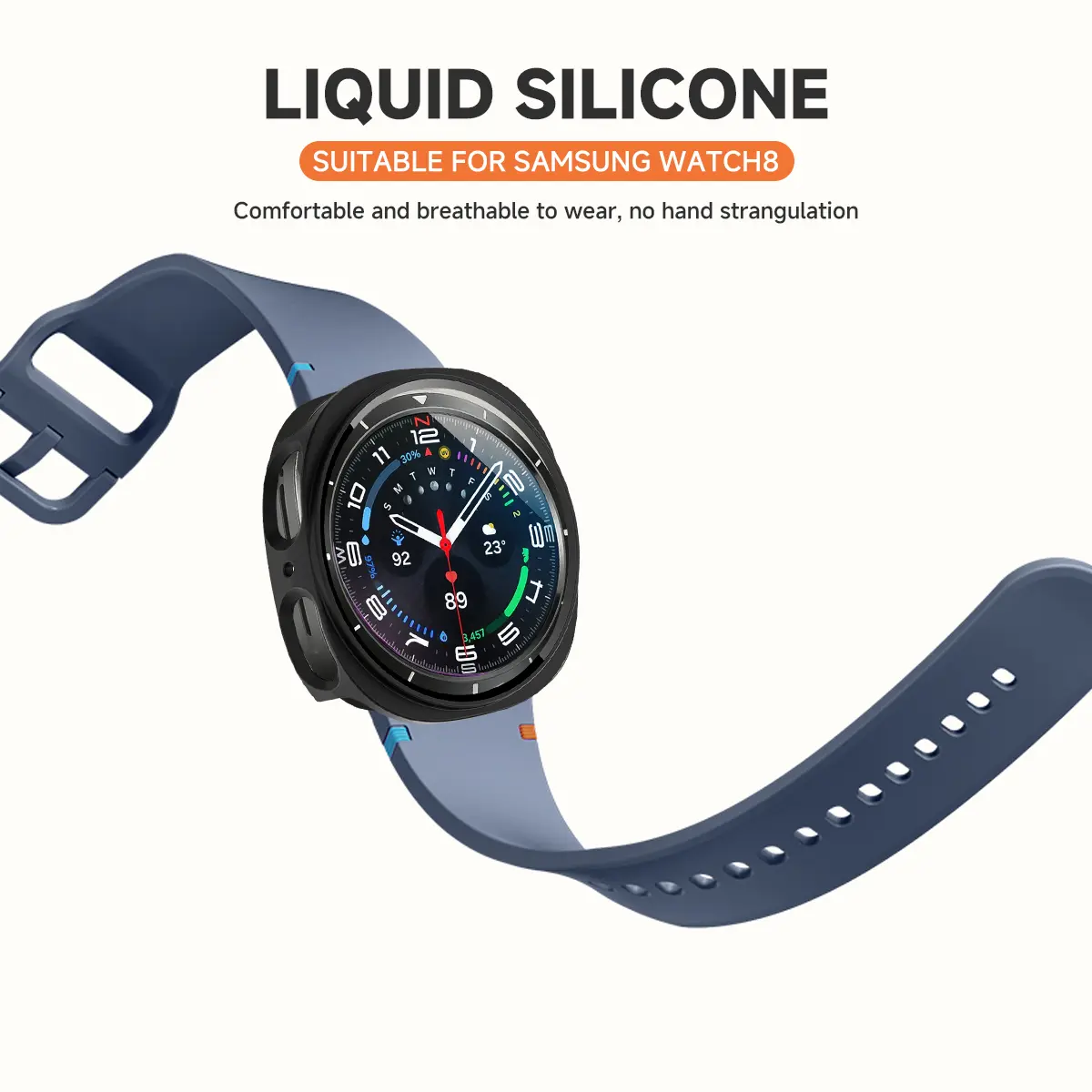 Silicone Strap for Samsung Galaxy Watch 8 40 44mm Band With Case Screen Protector Bumper cover for Samrt Strap Wrist Accessories