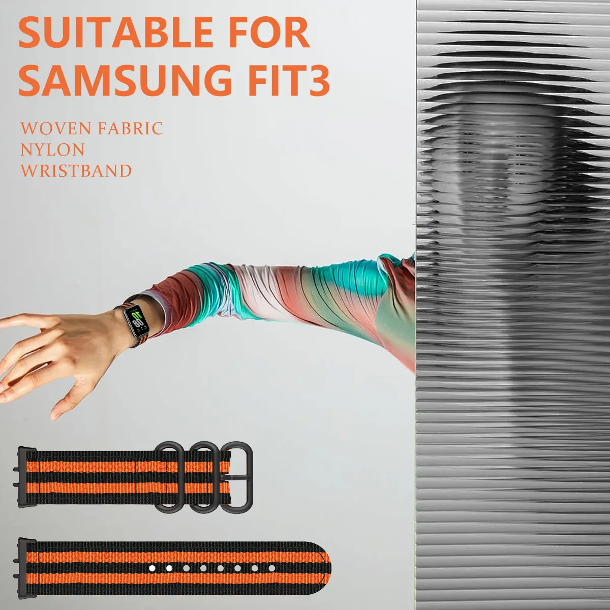 Nylon Loop Strap for Samsung Galaxy Fit 3 Adjustable Elastic Bracelet Watchband for Samsung Galaxy Fit3 Canvas Band Accessories