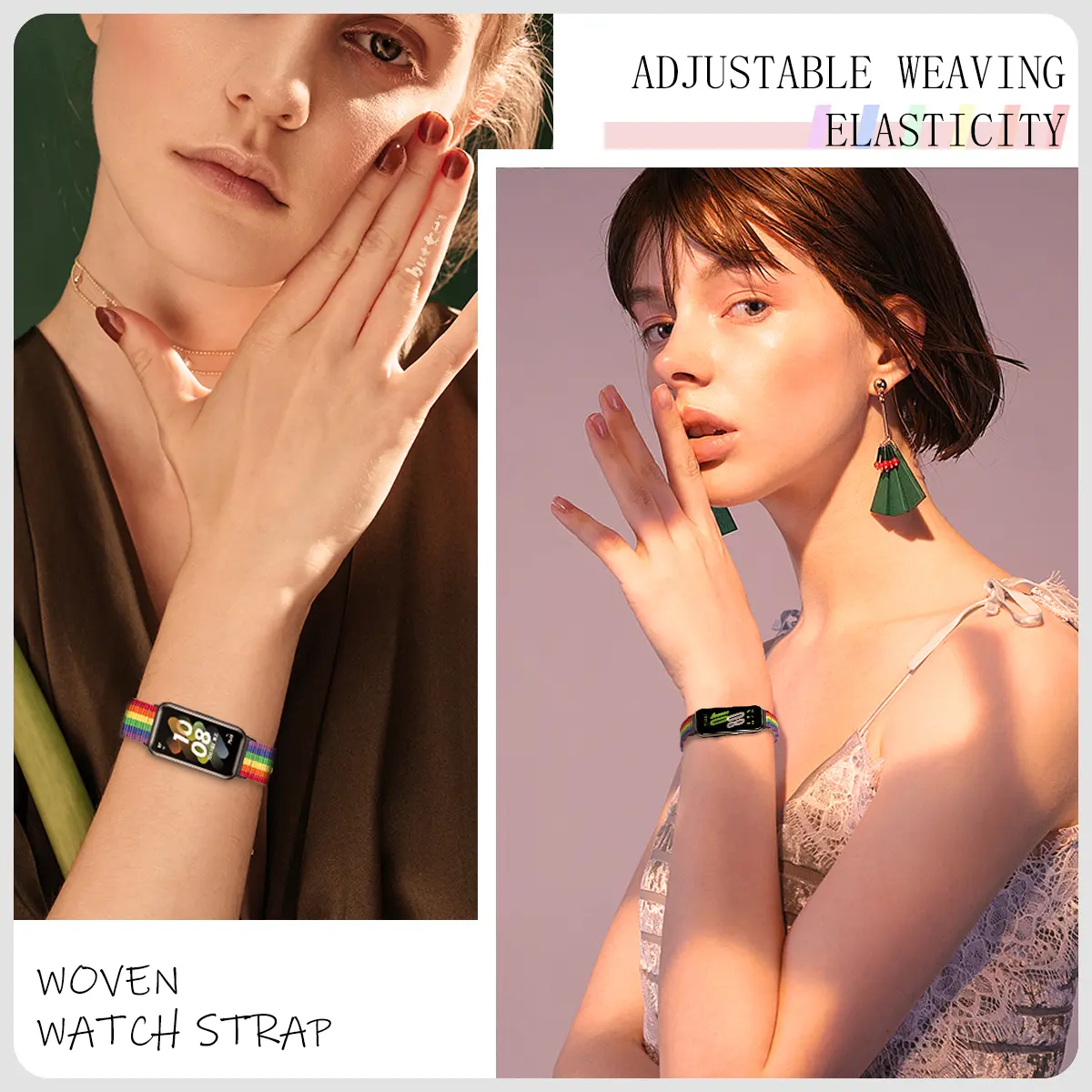 Nylon Loop Strap for Samsung Galaxy Fit 3 Adjustable Elastic Bracelet Watchband for Samsung Galaxy Fit3 Canvas Band Accessories