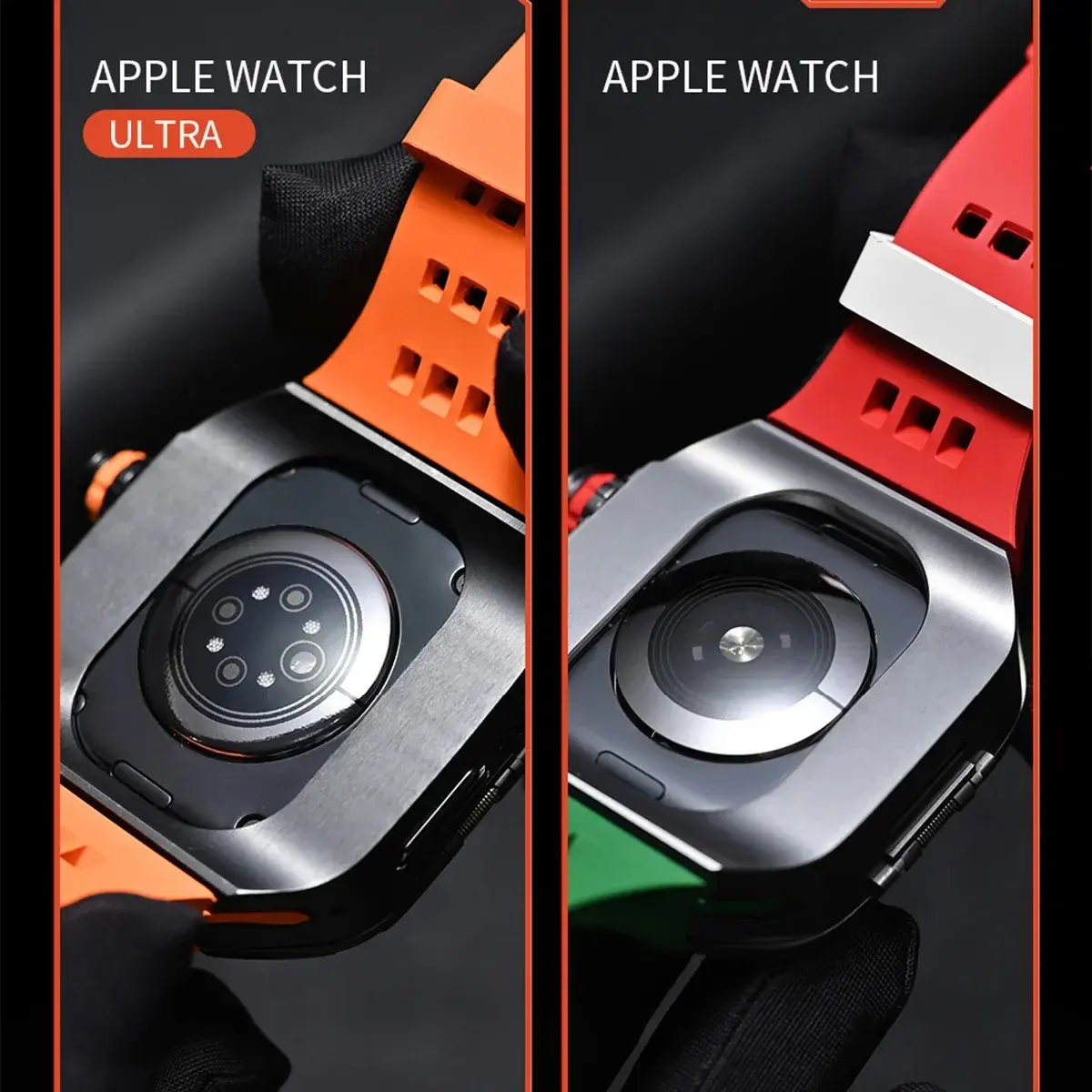 Luxury Modification Kit for Apple Watch 49mm 45 44MM Stainless Steel Case Rubber Strap for IWatch Series Ultra 98765 Accessories