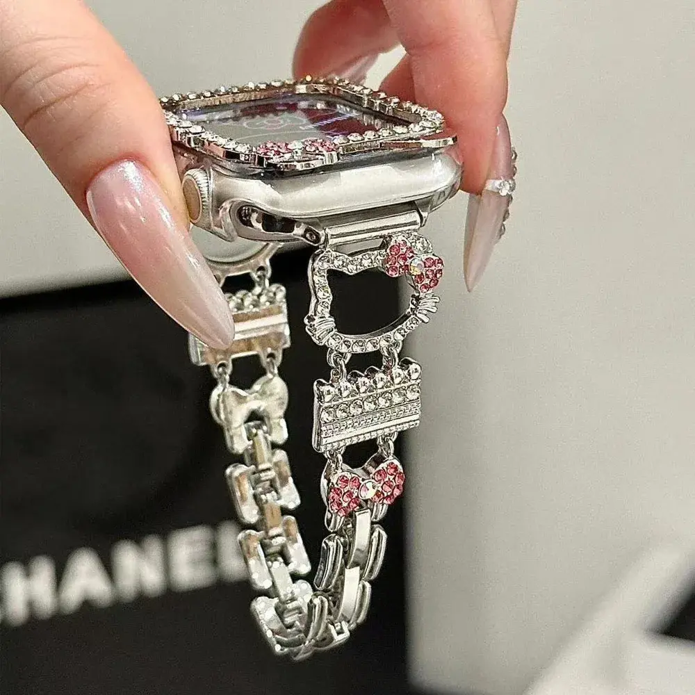 Bling Cartoon For Apple Watch Ultra Series 38/40/41Mm Strap Girl's Heart Birthday Gift Suitable For Iwatch 42/44/45Mm Watch Case