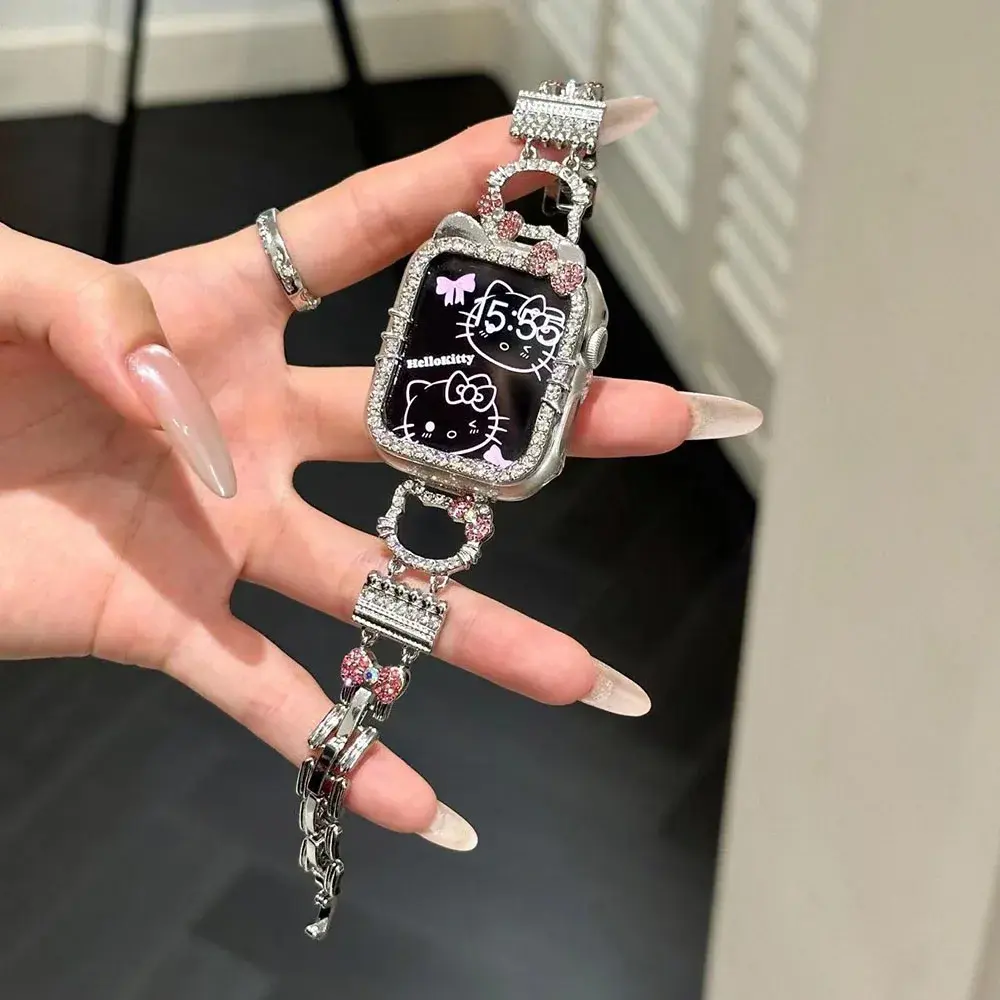 Bling Cartoon For Apple Watch Ultra Series 38/40/41Mm Strap Girl's Heart Birthday Gift Suitable For Iwatch 42/44/45Mm Watch Case