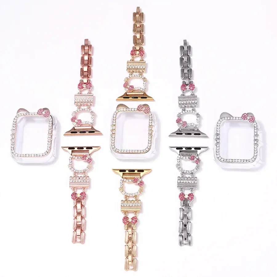 Bling Cartoon For Apple Watch Ultra Series 38/40/41Mm Strap Girl's Heart Birthday Gift Suitable For Iwatch 42/44/45Mm Watch Case