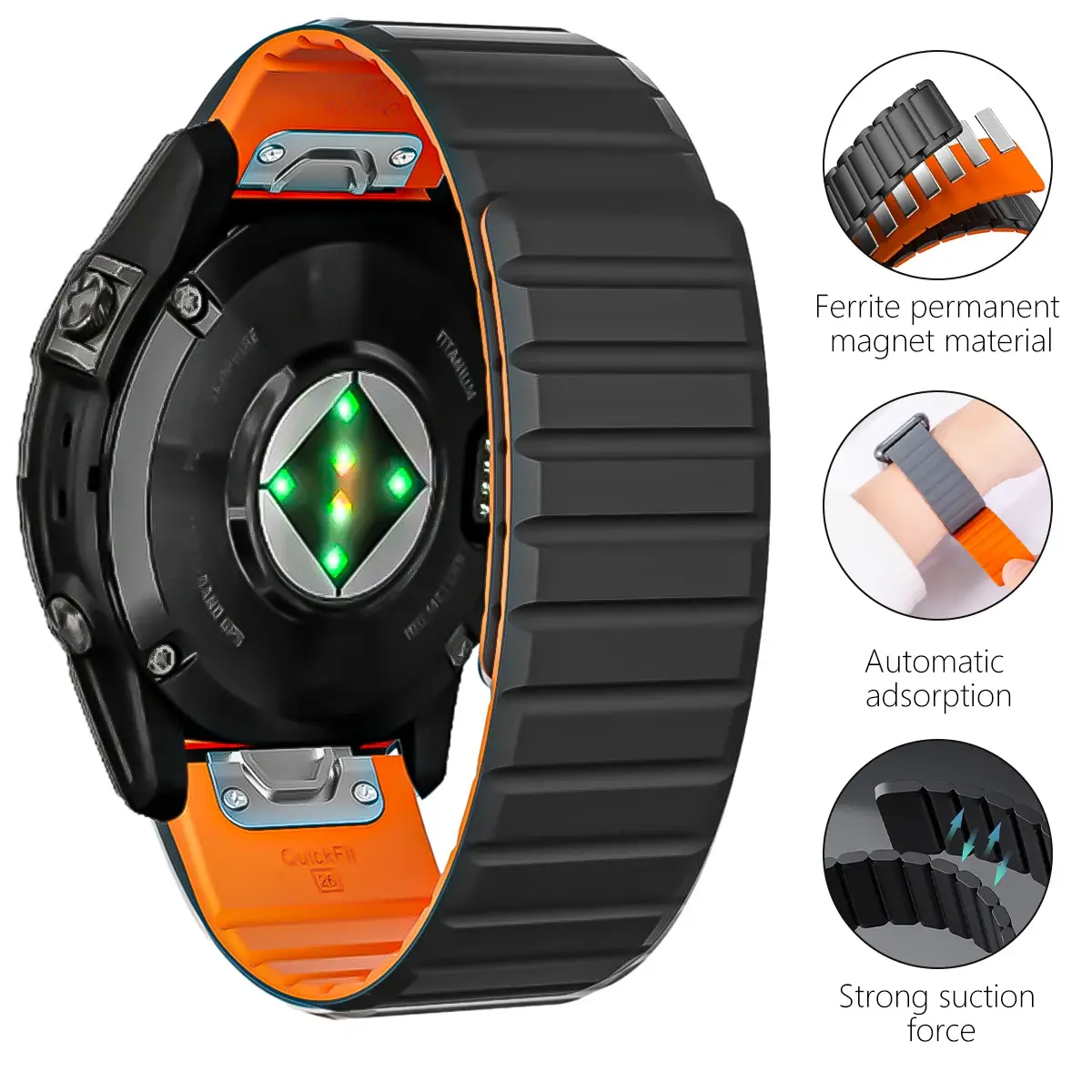 Magnetic Silicone Strap For Garmin Fenix 7 7x 6 6X Pro Quick Fit 5X 5 Pro 22mm 26mm Bracelet For Gen 2/Enduro 2/Descent Mk1 Band
