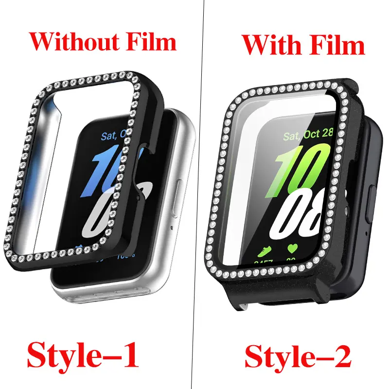 Protector Bling PC Hollow Case For Samsung Galaxy Fit 3 Samrt Watch Strap Diamond Crystal Bumper Protective Cover Screen