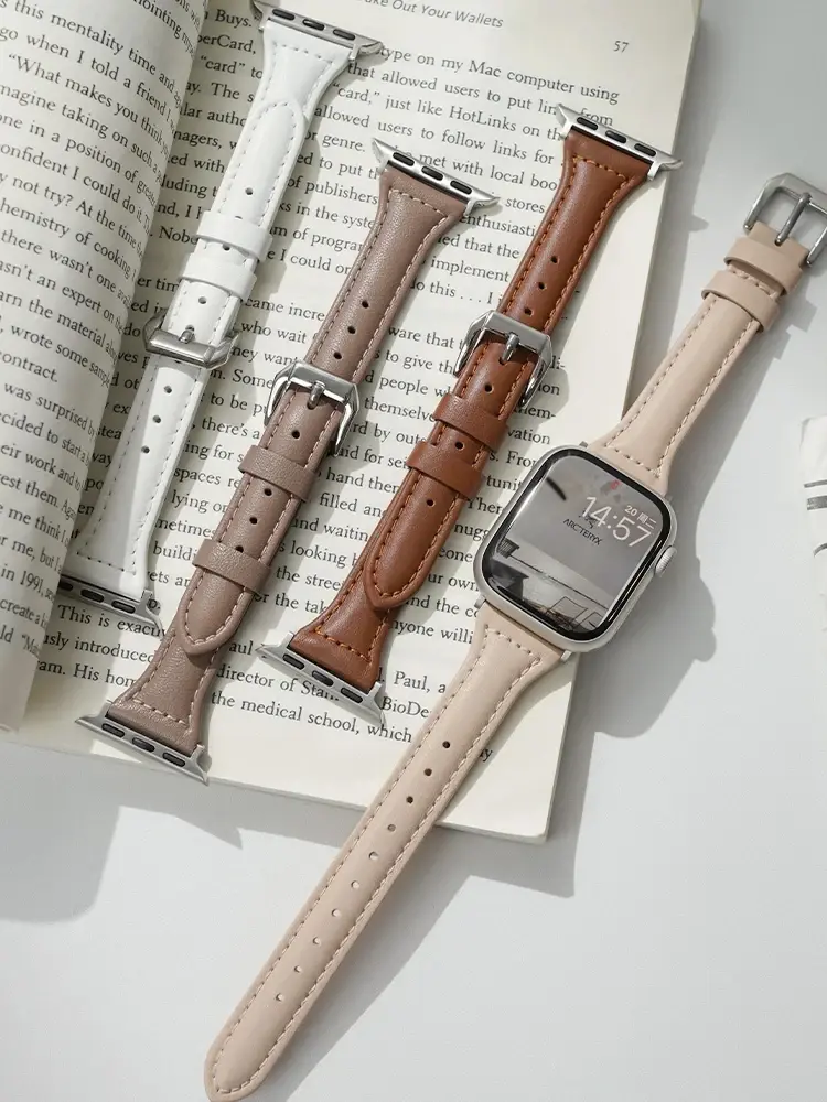 Slim Leather Strap for Apple Watch Band 44 40mm 41mm 49mm 42 45 mm Wrist Women Bracelet IWatch Serie 10 9 8 7 6 5 4 3 SE Ultra 2