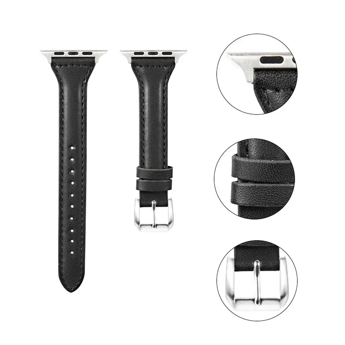 Slim Leather Strap for Apple Watch Band 44 40mm 41mm 49mm 42 45 mm Wrist Women Bracelet IWatch Serie 10 9 8 7 6 5 4 3 SE Ultra 2