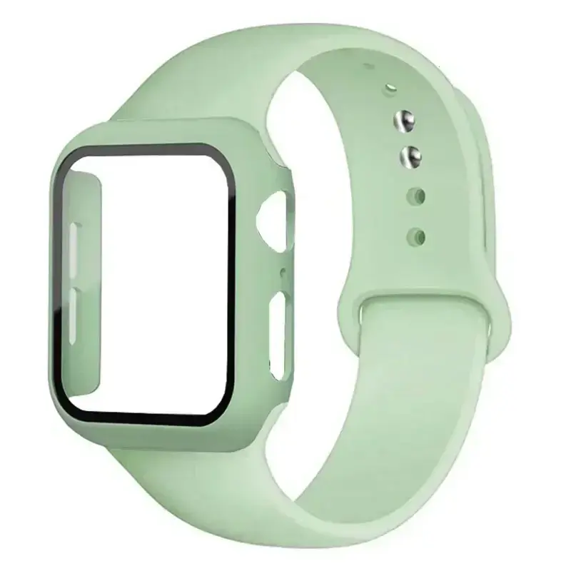 Glass+Case+Strap for Apple Watch Band 45mm 44mm 41mm 40mm 38mm 42mm Screen Protectors IWatch Series 9 8 7 6 SE 5 3 4 Correa Belt
