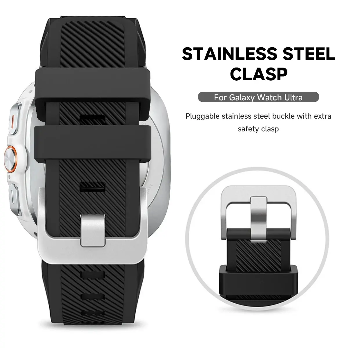 No Gaps Silicone Band for Samsung Galaxy Watch 7 Ultra 47mm Sports Rubber bracelet Loop Strap for Galaxy Watch 7 Ultra 47mm Band