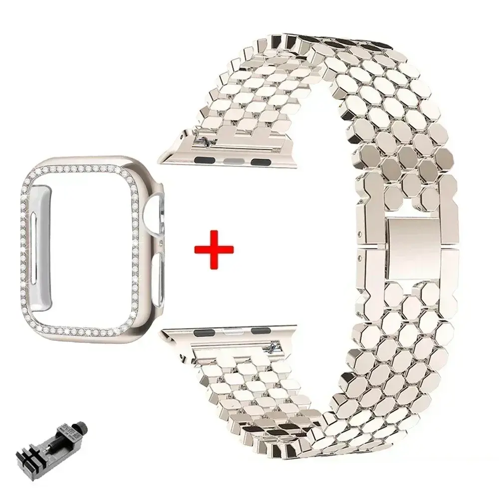 Women Metal Stainless Steel Strap For Apple Watch Series 9 41mm 45mm 49mm 40mm 44mm Band For iWatch 8 7 5 4 3 38 41mm Bracelet