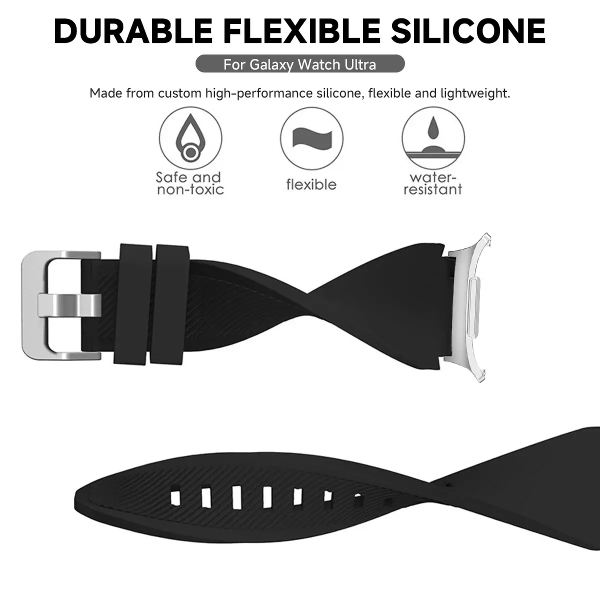 No Gaps Silicone Band for Samsung Galaxy Watch 7 Ultra 47mm Sports Rubber bracelet Loop Strap for Galaxy Watch 7 Ultra 47mm Band