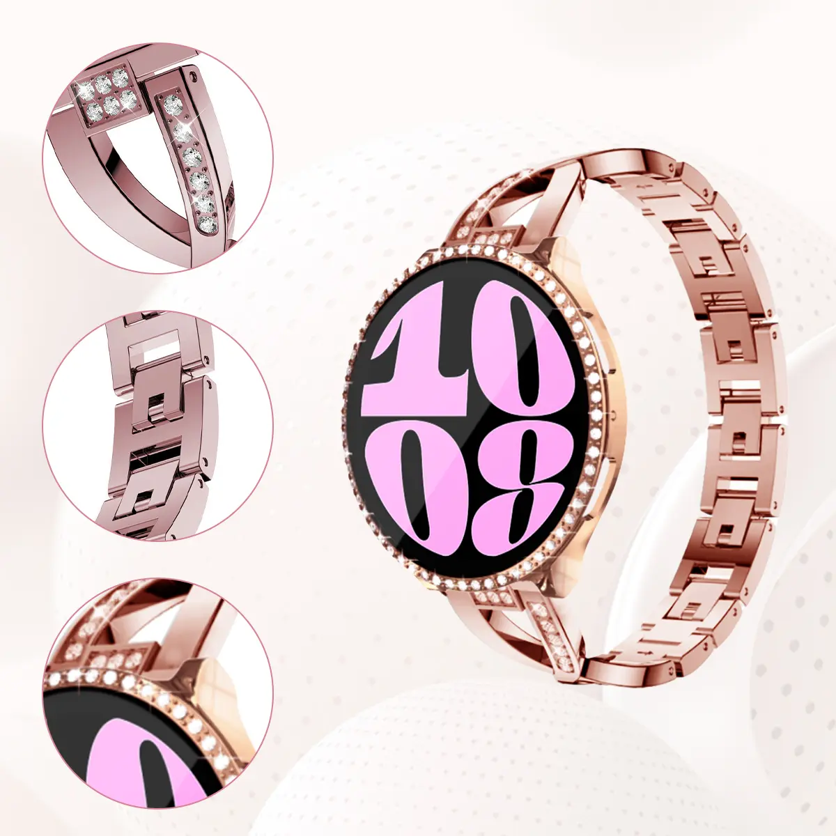 For Samsung galaxy watch 6 5 44mm 40mm band + case bling Metal strap for galaxy watch 6/5 band glass screen protector case cover