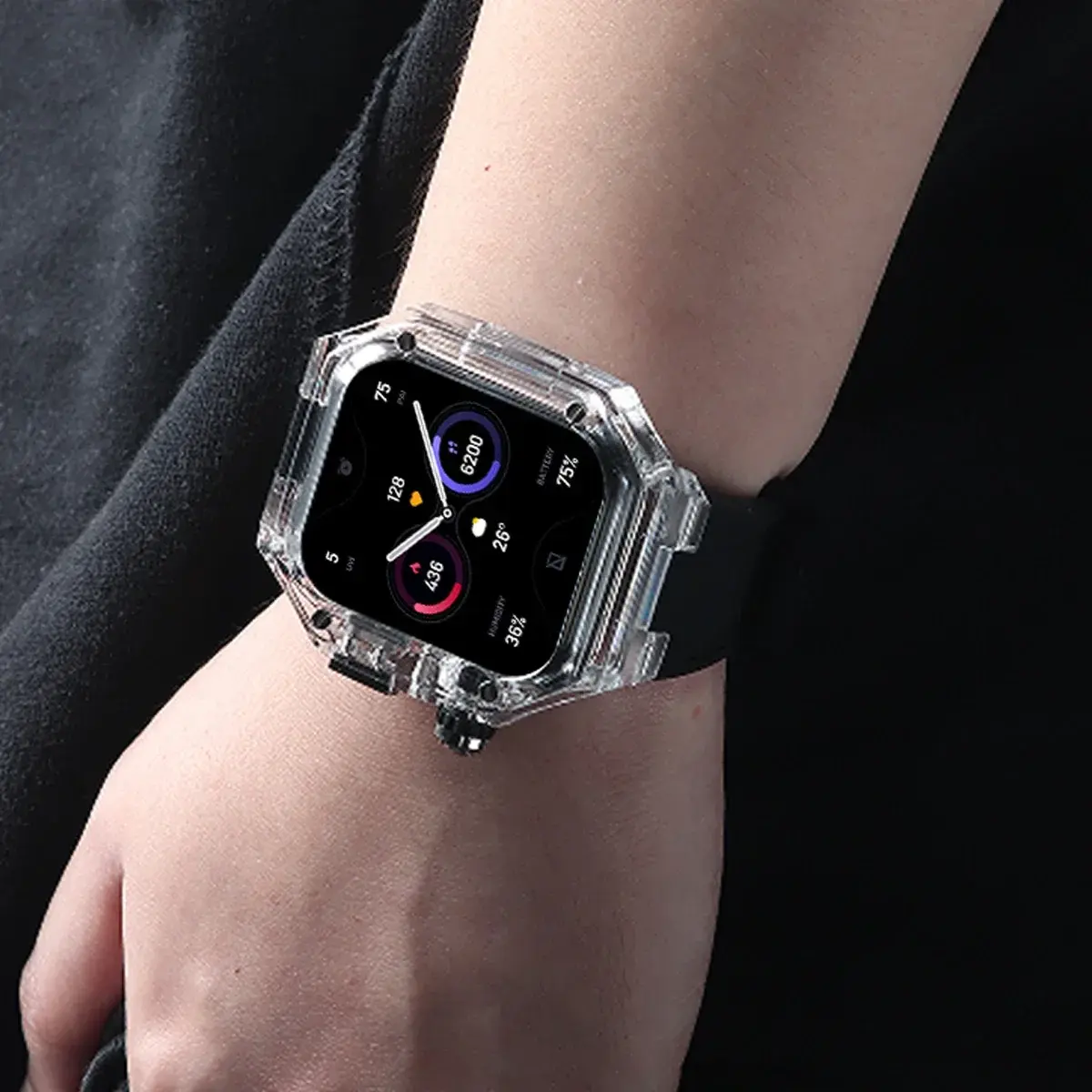 Luxury Transparent Modification Kit for Apple Watch Band Ultra 2 49mm 46mm 42mm Case Rubber Strap for Iwatch Series 10