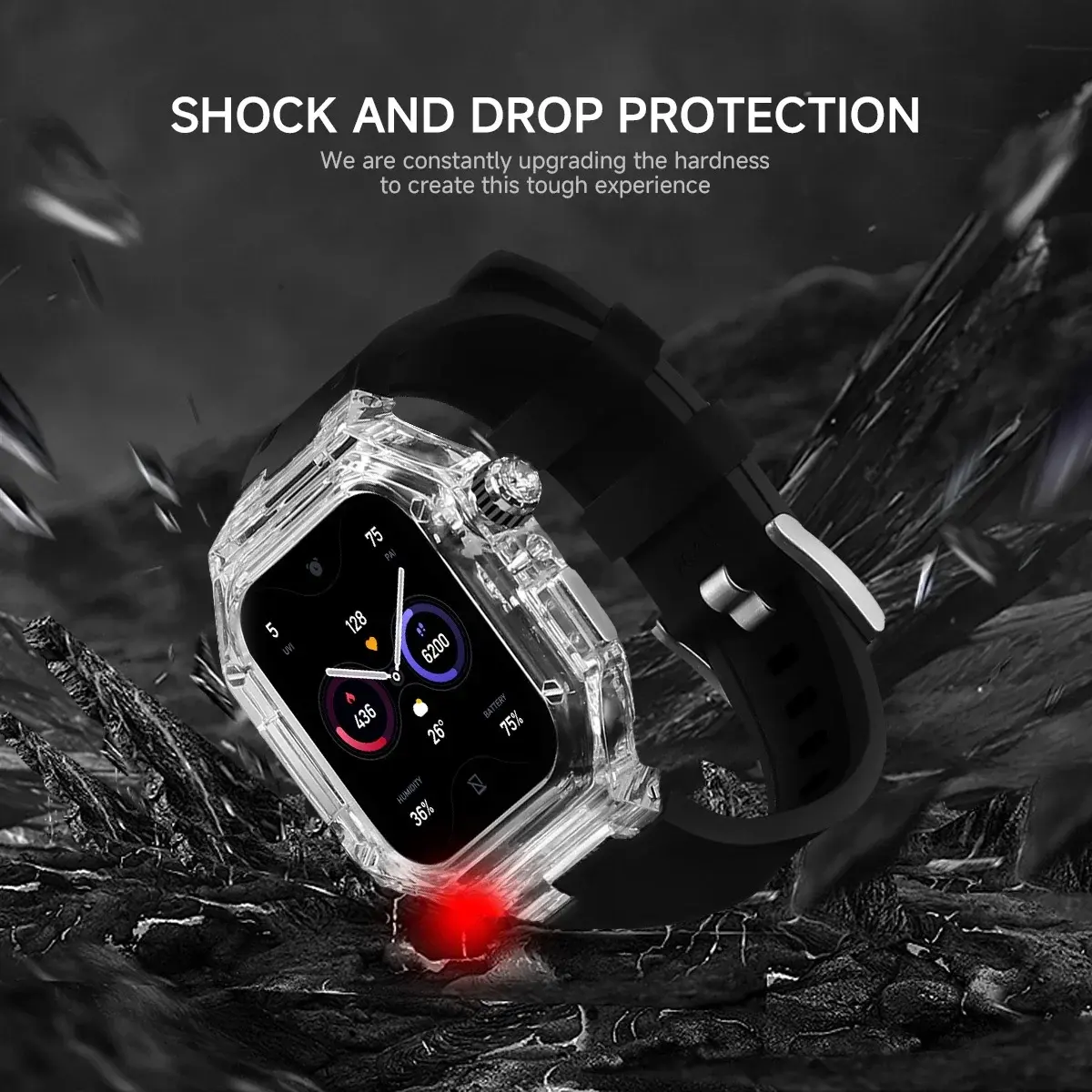 Luxury Transparent Modification Kit for Apple Watch Band Ultra 2 49mm 46mm 42mm Case Rubber Strap for Iwatch Series 10