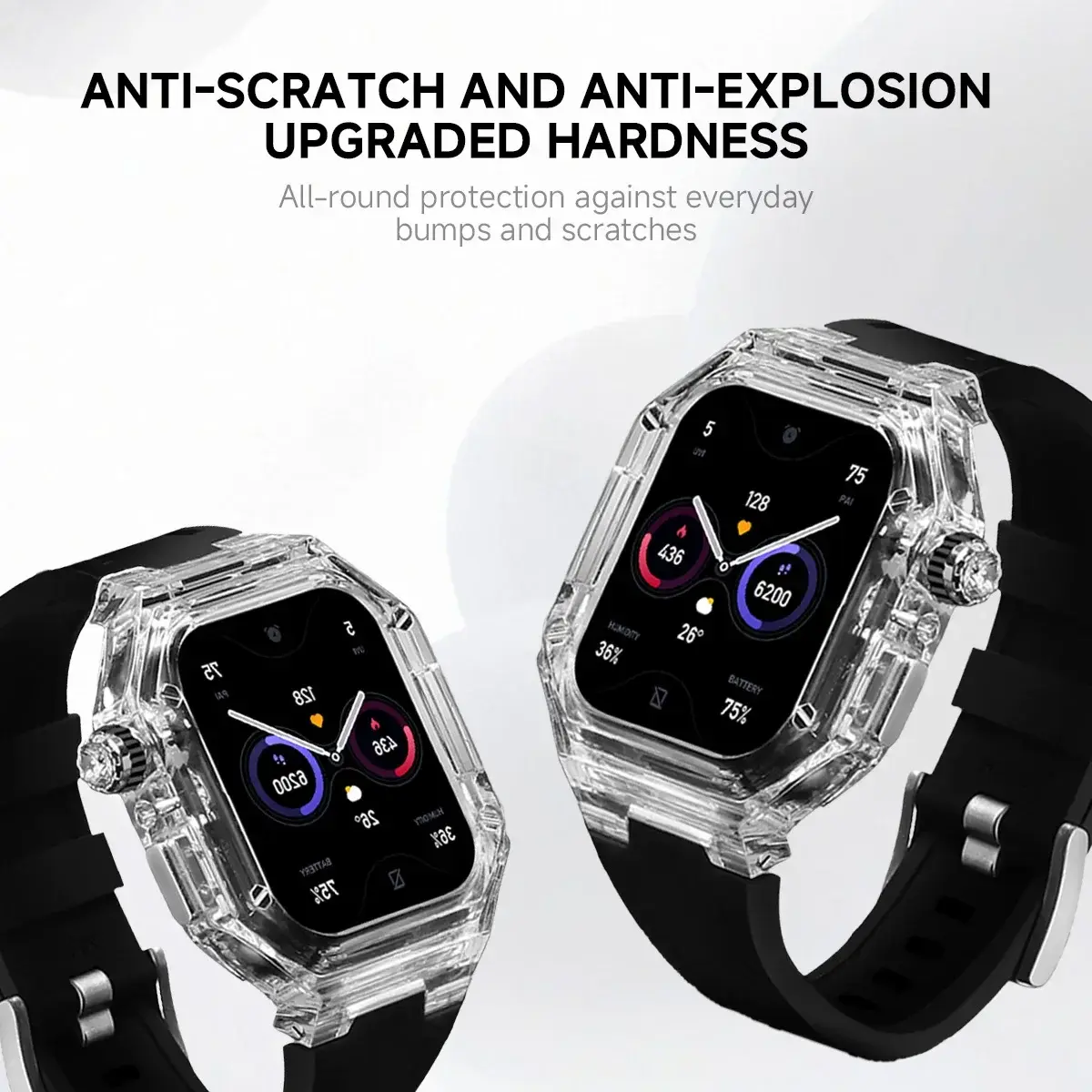 Luxury Transparent Modification Kit for Apple Watch Band Ultra 2 49mm 46mm 42mm Case Rubber Strap for Iwatch Series 10