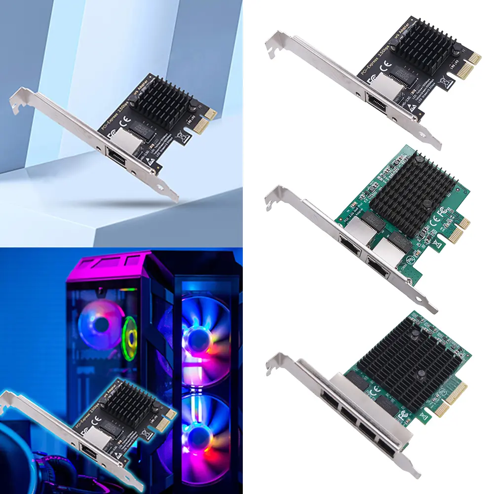 1/2/4 Port 2.5GB PCIe Network Card 2.5 Gigabit Ethernet Interface Adapter RTL8125BG Chip Gigabit Ethernet Card for Gaming Office