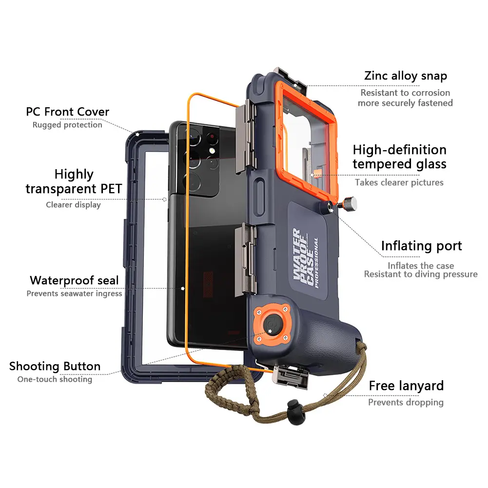 Underwater Phone Case Professional Scuba Dive Phone Case Universal Waterproof Cellphone Case for Underwater Photo Video Taking