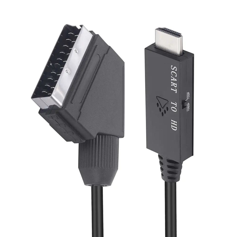 1m Switch Converter Scart To HDMI-compatible 1080P Video Audio Converter Adapter DC 5V Micro USB Cable Accessories for HDTV/DVD