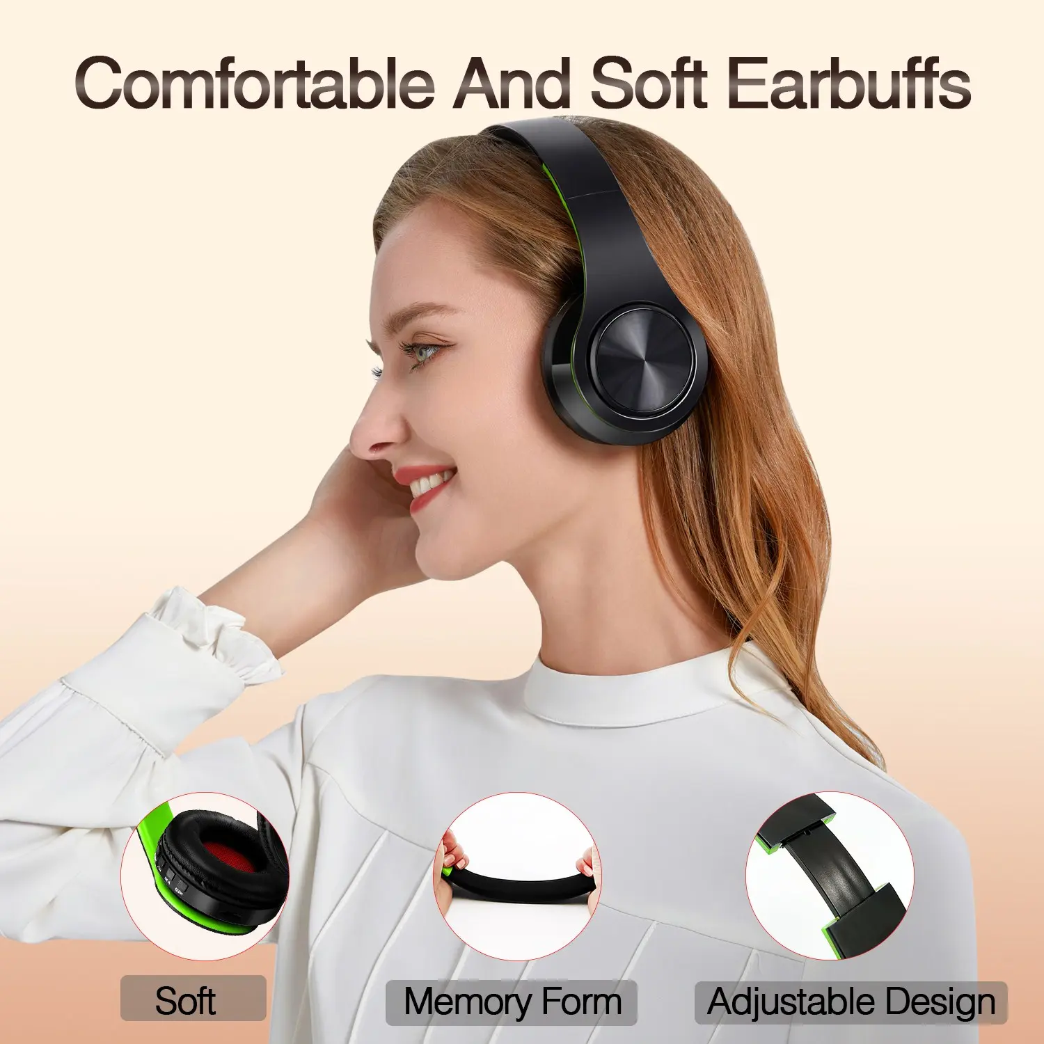 Girl Boy Gift Earphones Wireless Stereo Bluetooth Headphones Built-in Mic Soft Earmuffs Sports Headset BASS for Ios and Android