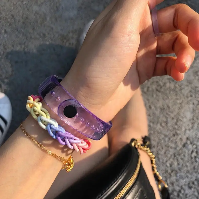 Discoloration Strap For Xiaomi Mi Band 7 6 5 4 3 Silicone Transparent Color Chang Watchband For Miband6 7 5 4 Bracelet Wristband