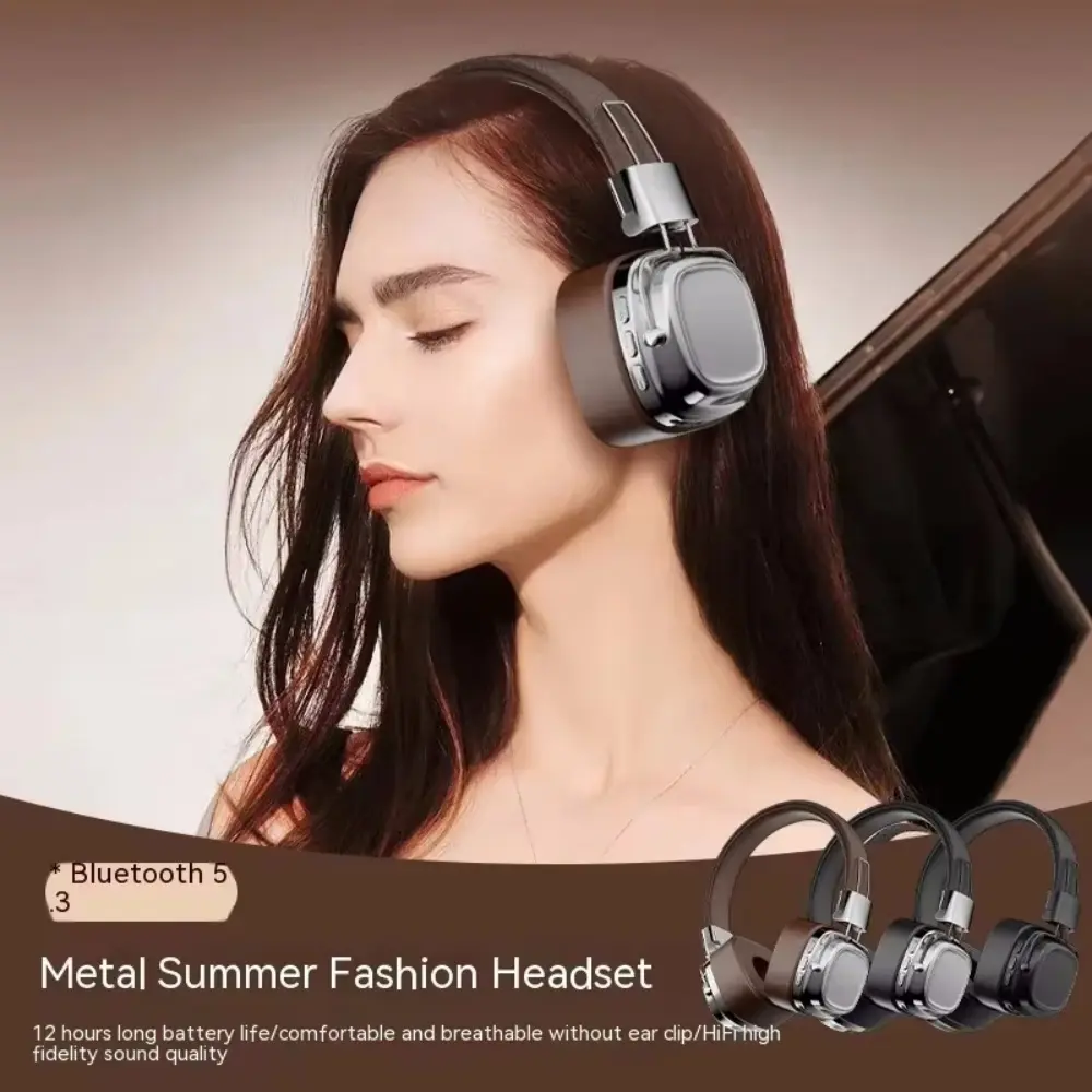 Retro Classic Over-Ear Headphone Bluetooth 5.3 DJ Stereo/TF Card Wireless Headphones Folding Sports Rock Music Headphoe with Mic