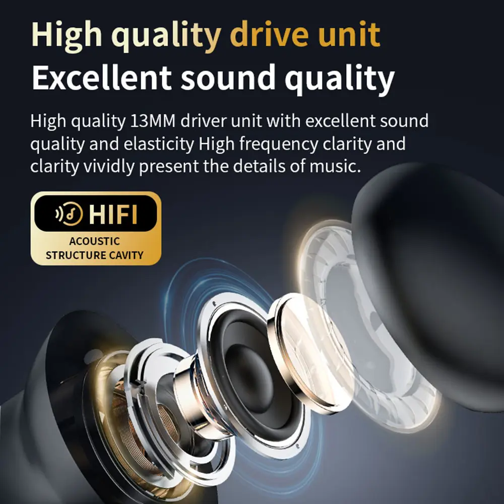 LX10 Wireless Bluetooth Headphones ANC Noise Cancelling Earphone With Mic Touch Screen HiFi Stereo In-Ear Earbuds Gaming Headset