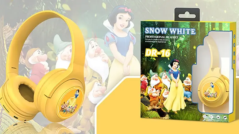 New Disney Mickey Mouse Snow White Ariel ELsa Wireless Blutooth Headphones HIFI Sound Stereo Foldable TF Card HD Voice Earphones