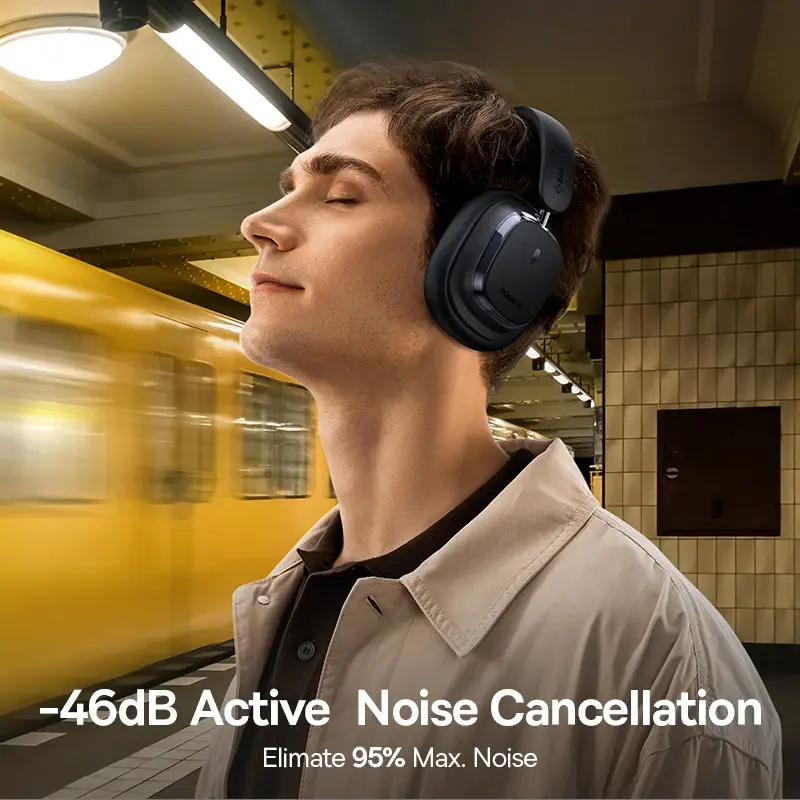 Baseus Bowie 10 Max ANC Wireless Headphones Bluetooth 5.4 Hi-Res Hybrid -46dB Noise Cancelling Over Ear Headset 120H Earphones