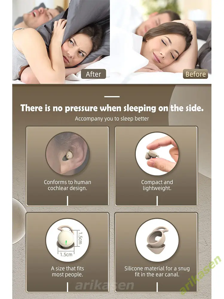 Sleep Earbuds in-Ear Earphones for Sleeping with 3 Sizes Ultra-Light Soft Silicone Noise Isolating Headphone Perfect for Sleep
