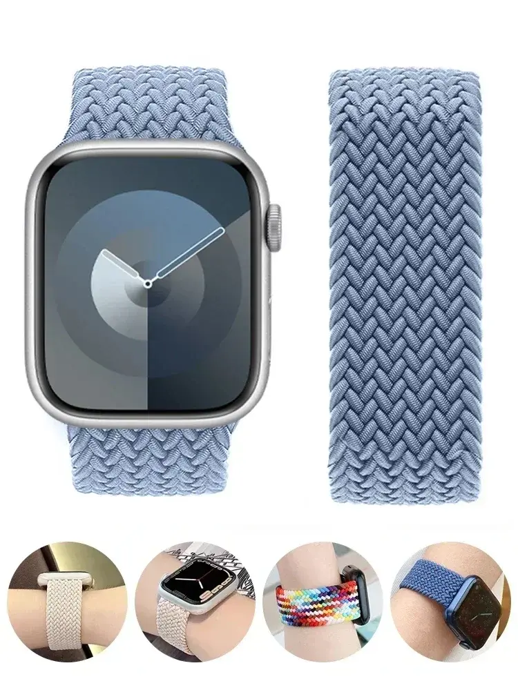 Braided Solo Strap For Apple watch Band 44mm 45mm 42mm 40mm 38mm 41mm 49mm Bracelet correa iwatch Series 9 SE 8 7 6 5 Ultra 2