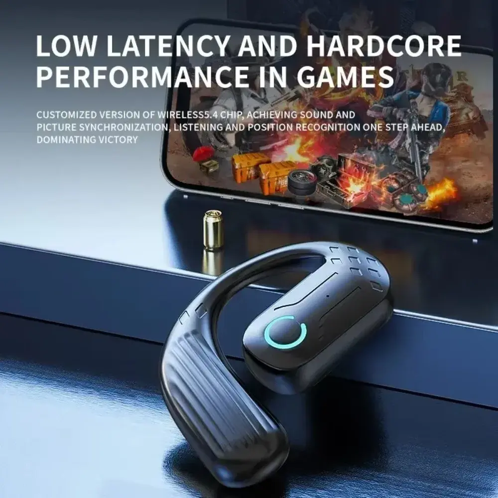 1pc Wireless Bluetooth Earphones BT5.4 Open Ear Headset 180° Rotation Ear Hook HIFI Stereo Headphones Open Single Touch control