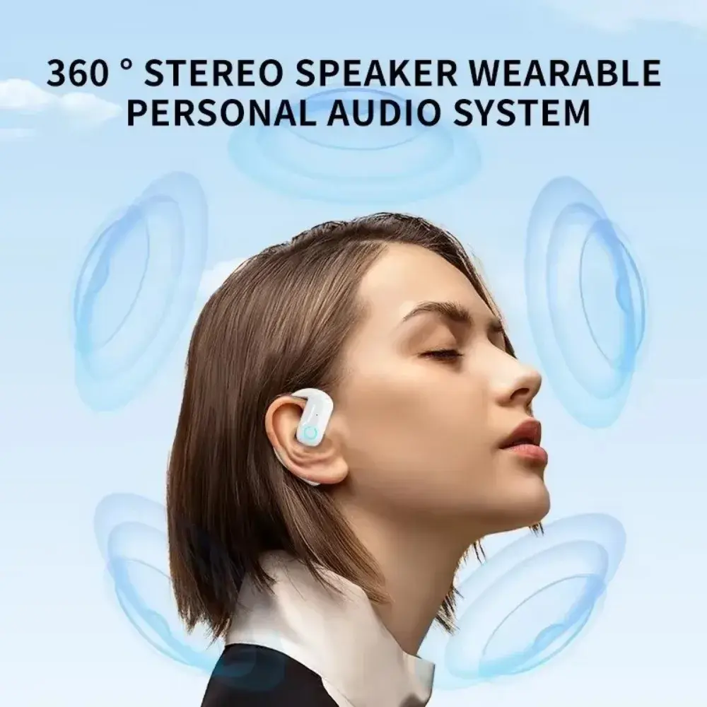 1pc Wireless Bluetooth Earphones BT5.4 Open Ear Headset 180° Rotation Ear Hook HIFI Stereo Headphones Open Single Touch control