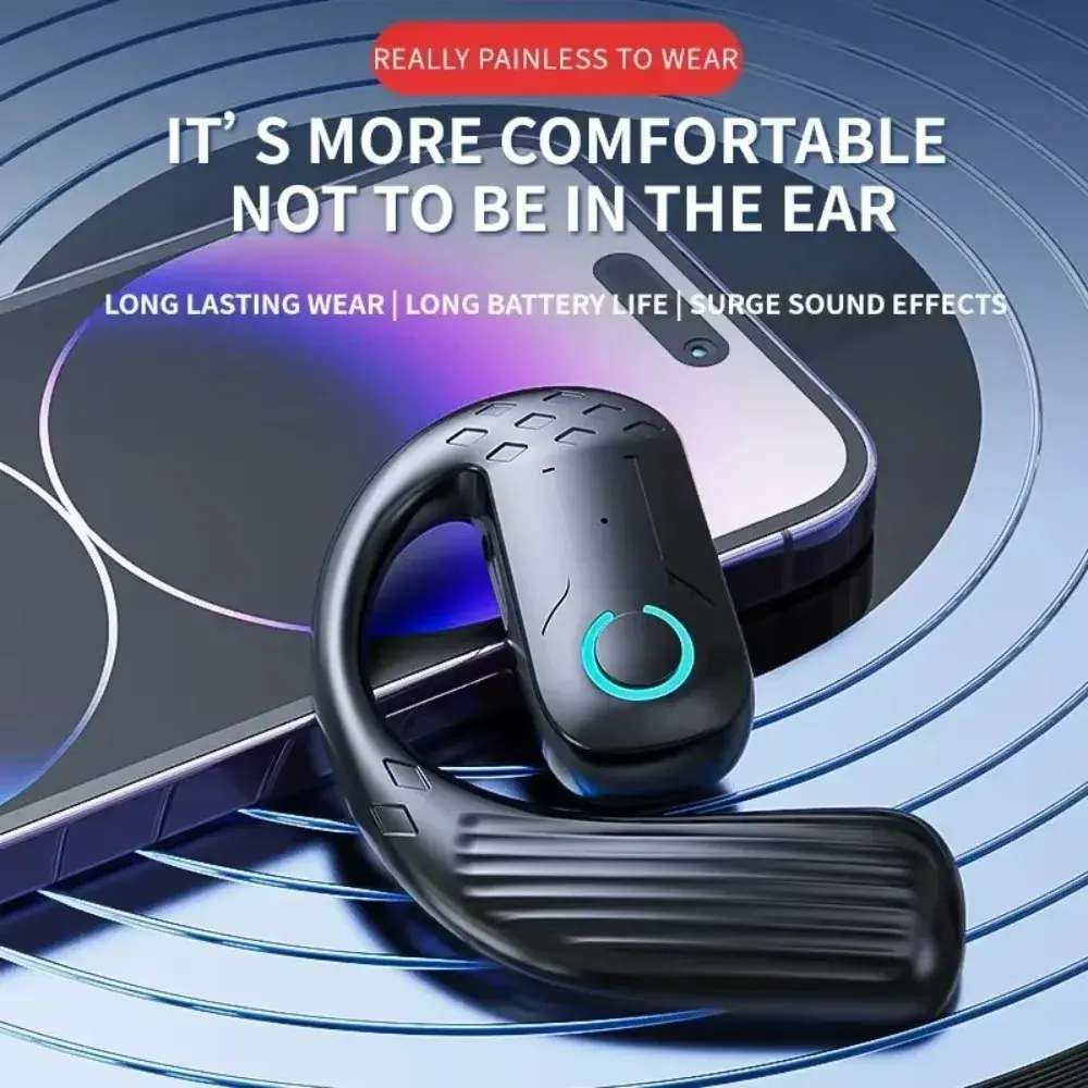 1pc Wireless Bluetooth Earphones BT5.4 Open Ear Headset 180° Rotation Ear Hook HIFI Stereo Headphones Open Single Touch control