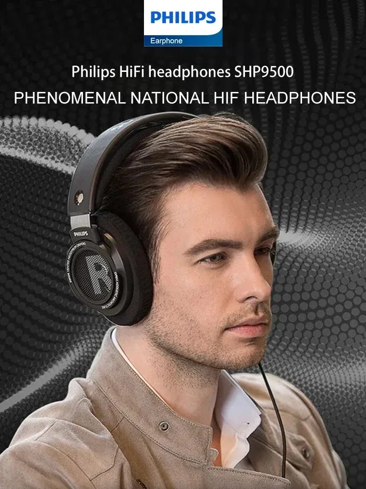 New Philips SHP9500 Headphone Stereo Wired Earphone Computer Online Learning Earbuds Esports Game 3.5mm 6.3mm Universal Headset