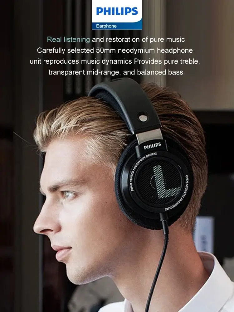 New Philips SHP9500 Headphone Stereo Wired Earphone Computer Online Learning Earbuds Esports Game 3.5mm 6.3mm Universal Headset
