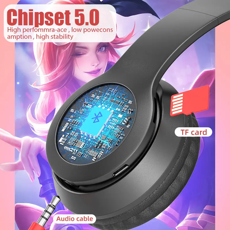 #P47M Wireless Headphone Flash Light Cute Cat Ears Fone with Mic Control LED Stereo Music Helmet Phone Bluetooth Headset Gift
