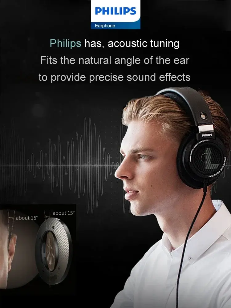 New Philips SHP9500 Headphone Stereo Wired Earphone Computer Online Learning Earbuds Esports Game 3.5mm 6.3mm Universal Headset