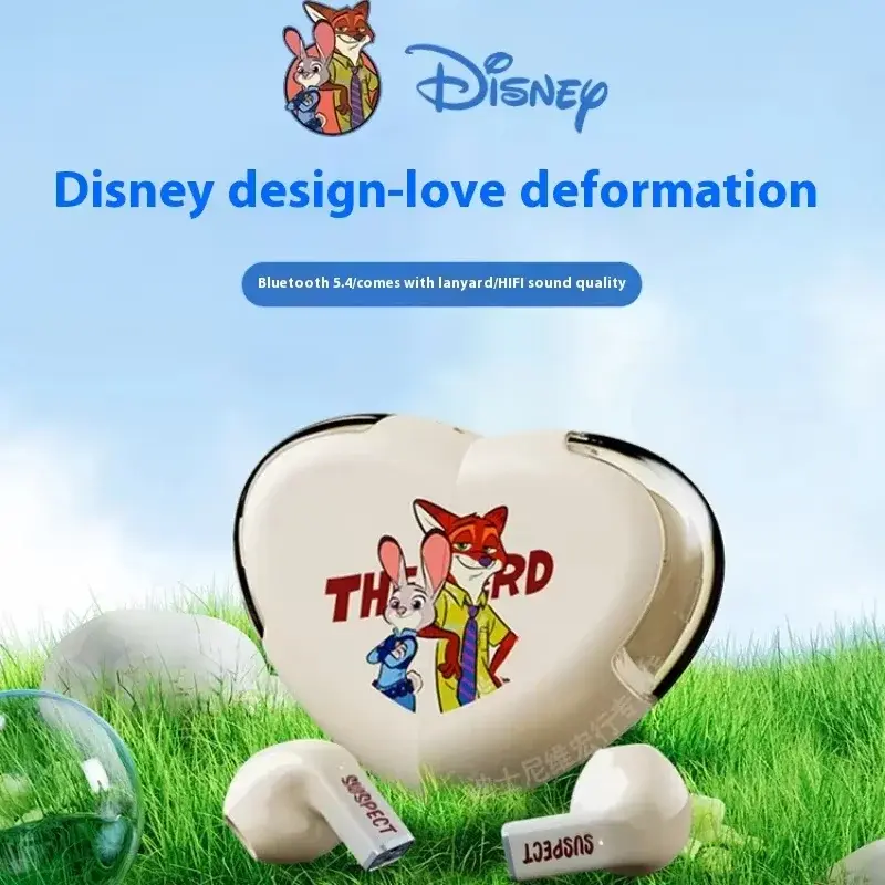 Disney Earphones Hot Zootopia Wireless Bluetooth Earbuds Smart Touch HD Call Low Latency Noise Reduction Music Headsets QS-T26