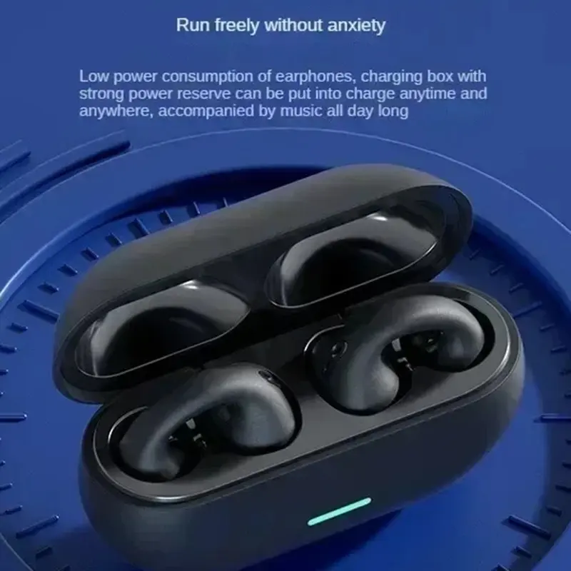 T75 Fone Bluetooth Headset Wireless Bone Conduction Headphones Clip Ear Music Noise Canceling HD Call Sports Gaming Earphone