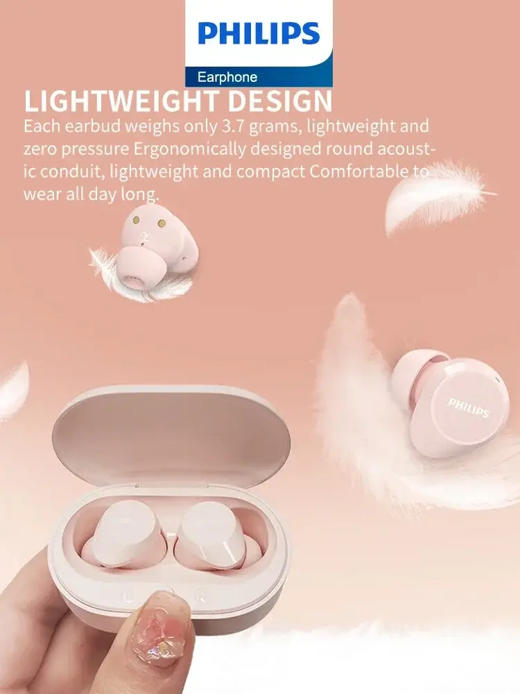 Official Original Philips TAT1209 Earphone Real Wireless Bluetooth 5.3 Earbuds HiFi HD Call Headphones Touch Control Long Life