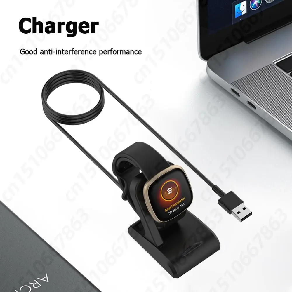 1m Charging Dock Station Fast Charge Vertical Seat Charger Smartwatch Accessories with Chip Protection for Fitbit Versa4 /sense2
