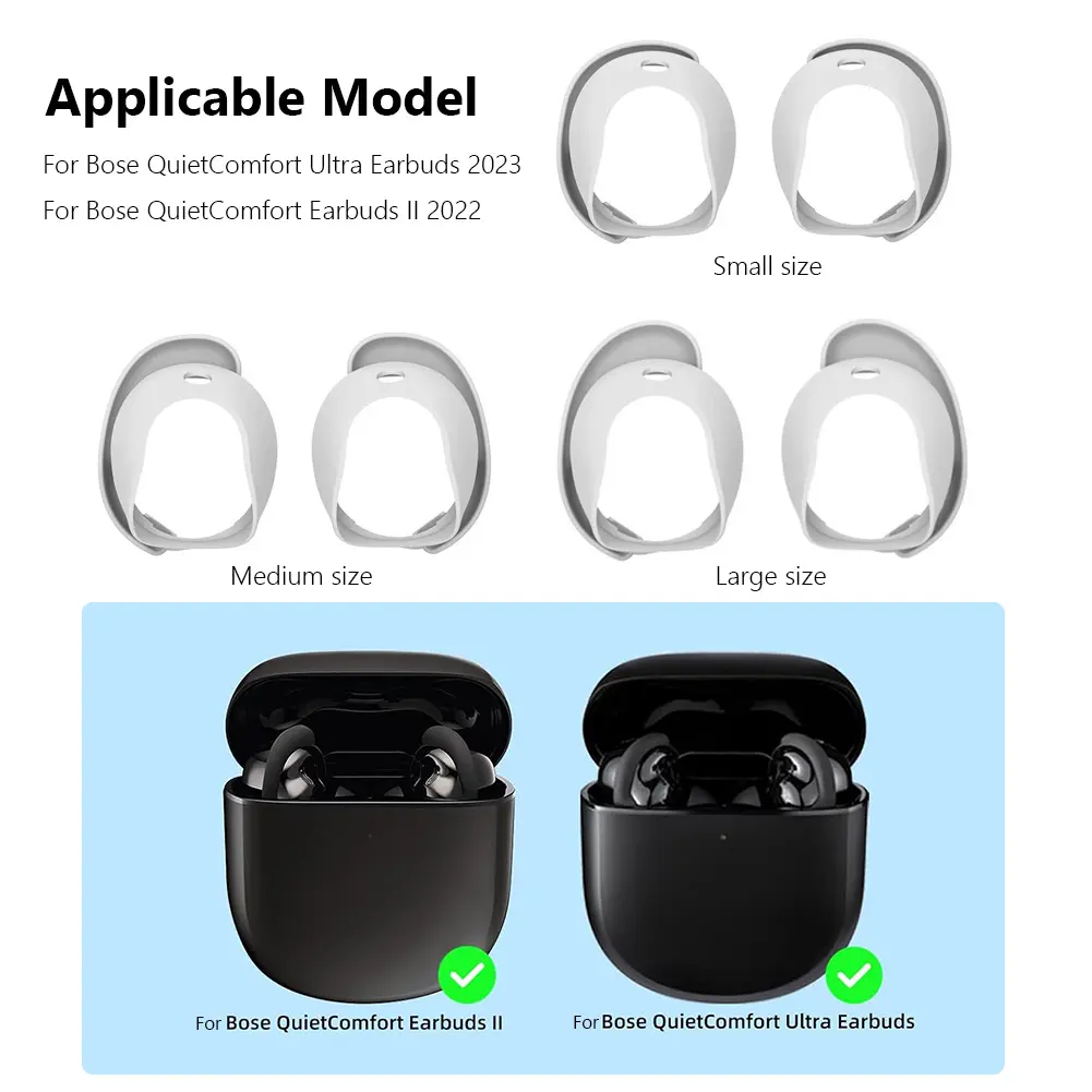 3-6Pairs Replacement Earbuds Cover for Bose QuietComfort Earbuds II / Ultra Earbuds Silicone Dustproof Earphone Earbuds Ear Tips