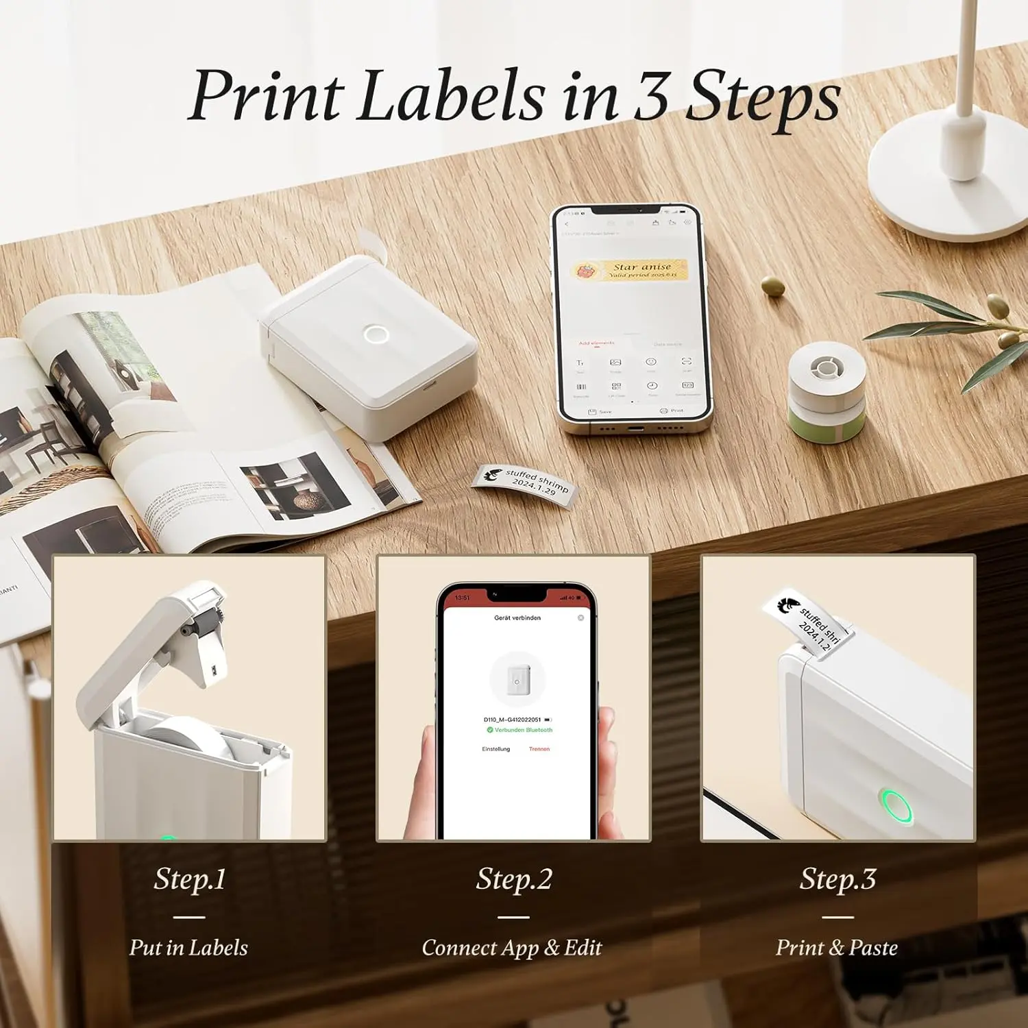 Niimbot D110 Upgraded Version D110M Mini Portable Thermal Printer Inkless Self-Adhesive Label Maker For Stickers Labeller