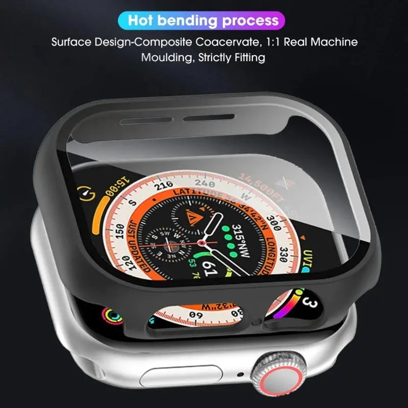 Full Cover PC Hard Case with Tempered Glass Flim Screen Protective for Apple Watch Series 10 42mm 46mm Smartwatch Accessories