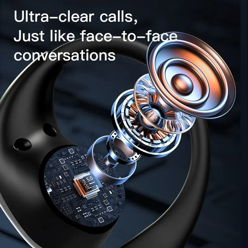 Bluetooth 5.4 OWS Earhook Earphones Low Latency Sport Headset HiFi Stereo Noise Reduction Earbud For Cell Phone Gaming Computer