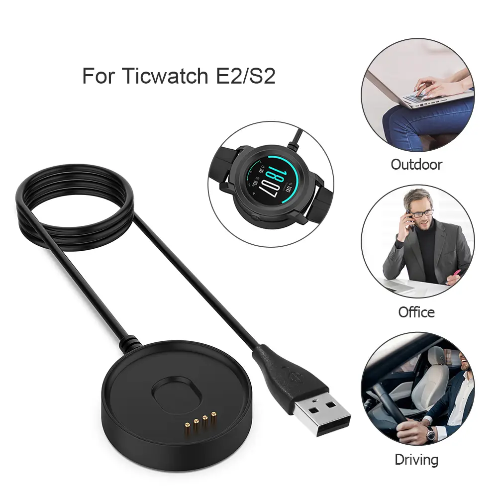 2021 100cm Charger Magnetic USB Watch Fast Bracelet  Charger Cradle Charging Dock Cable for Ticwatch E2/S2 Smart Watch